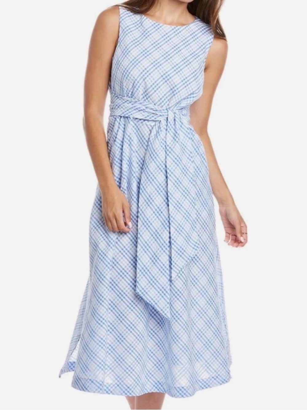 Anne Klein Seersucker Midi Dress Women's Size 10